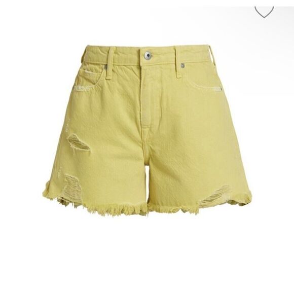 Jonathan Simkhai Denim Distressed Lime Drop Shorts cut offs Sz 32 NWT $195 - Picture 2 of 12